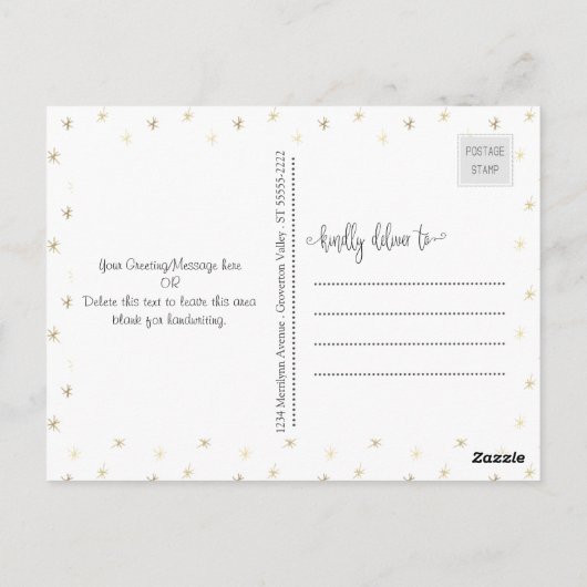 Prettige feestdagen Wit script Briefkaart (Achterkant)