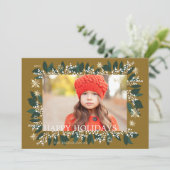 prettige feestdagen witte bessen feestdagenkaart (Staand voorkant)