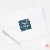 prettige feestdagen witte blauwe kerstdennen eenvo vierkante sticker (Envelop)