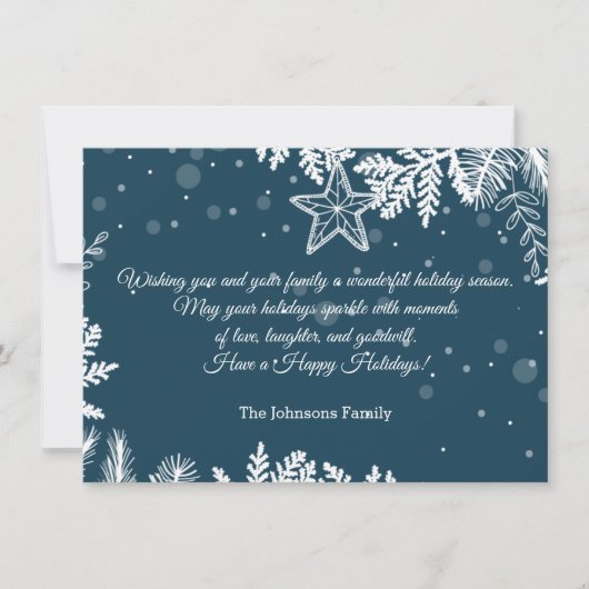 prettige feestdagen witte blauwe kerstdennen stijl feestdagenkaart (Voorkant)