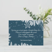 prettige feestdagen witte blauwe kerstdennen stijl feestdagenkaart (Staand voorkant)