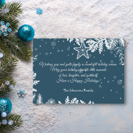 prettige feestdagen witte blauwe kerstdennen stijl feestdagenkaart
