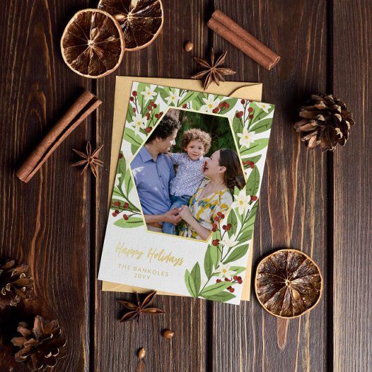 Prettige feestdagen Witte Bloemen Rode bessen Hexa