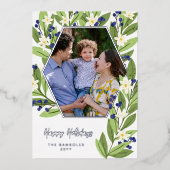 Prettige feestdagen Witte bloemenblauwe bessen Hex (Voorkant)