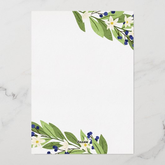 Prettige feestdagen Witte bloemenblauwe bessen Hex (Achterkant)