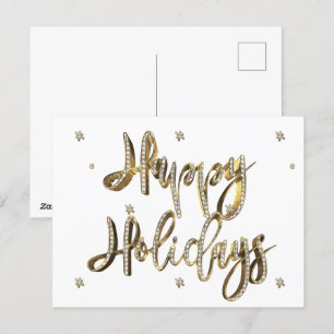 Prettige feestdagen Witte Diamanten Gouden Script 