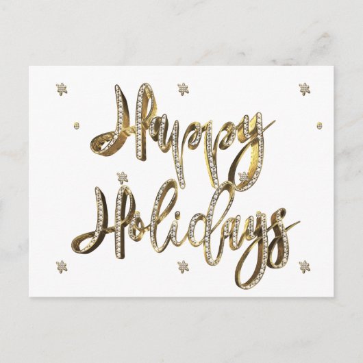 Prettige feestdagen Witte Diamanten Gouden Script (Voorkant)