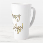 Prettige feestdagen Witte Diamanten Gouden Script  Latte Mok (Rechterhoek)