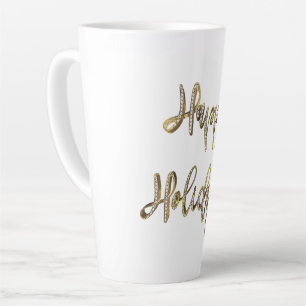 Prettige feestdagen Witte Diamanten Gouden Script  Latte Mok