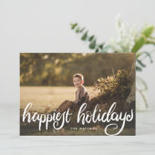 prettige feestdagen Witte hand belettering familie Feestdagenkaart (Staand voorkant)