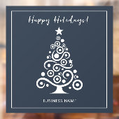 Prettige Feestdagen Witte Kerstboom op Donkergrijs Raamsticker (Vel 2)