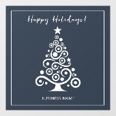 Prettige Feestdagen Witte Kerstboom op Donkergrijs Raamsticker (Vel)