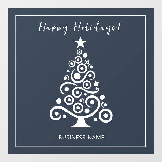 Prettige Feestdagen Witte Kerstboom op Donkergrijs Raamsticker (Vel)