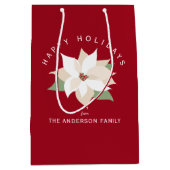 Prettige feestdagen Witte Poinsettia Medium Cadeauzakje (Voorkant)