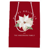 Prettige feestdagen Witte Poinsettia Medium Cadeauzakje (Achterkant)