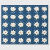Prettige feestdagen Witte poinsettias Cadeaupapier (Vlak)