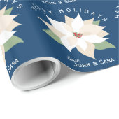 Prettige feestdagen Witte poinsettias Cadeaupapier (Rol Hoek)
