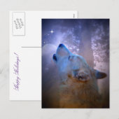 prettige feestdagen Wolf en Moon Briefkaart (Voorkant / Achterkant)