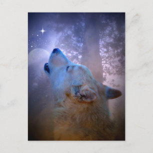 prettige feestdagen Wolf en Moon Briefkaart