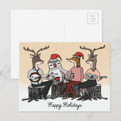 Prettige feestdagen Woodland Animals Stump Muziek  (Voorkant / Achterkant)