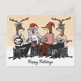 Prettige feestdagen Woodland Animals Stump Muziek 