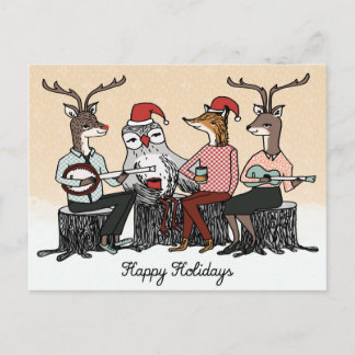 Prettige feestdagen Woodland Animals Stump Muziek