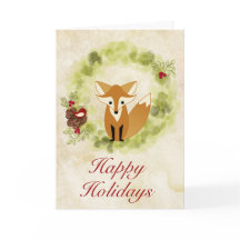 Prettige feestdagen Woodland Fox en krans kerst