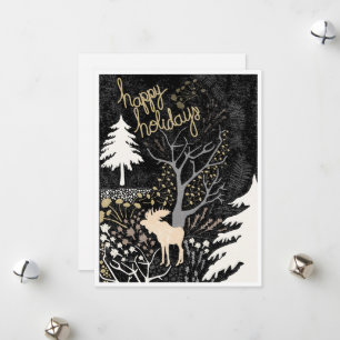 prettige feestdagen Woodland Moose Holiday Card Feestdagenkaart