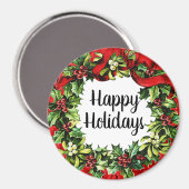prettige feestdagen  Wreath Cadeau/decor Magnet (Voorkant / Achterkant)