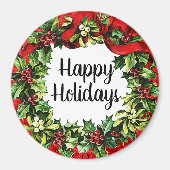prettige feestdagen  Wreath Cadeau/decor Magnet (Voorkant)