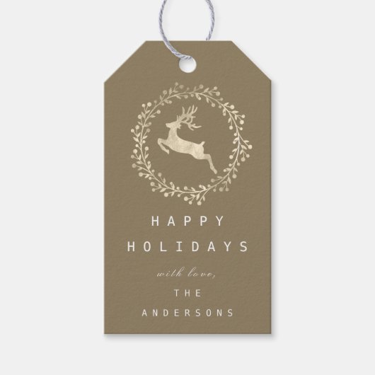 prettige feestdagen Wreath Joy Champaigne Gold Bei Cadeaulabel (Voorkant)