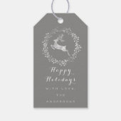 prettige feestdagen Wreath Joy Gray Grey White Dee Cadeaulabel (Voorkant)