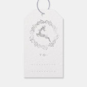 prettige feestdagen Wreath Joy Gray Grey White Dee Cadeaulabel (Achterkant)