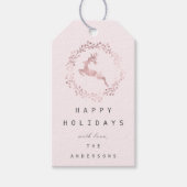 prettige feestdagen Wreath Joy Pink Rose Deel Cadeaulabel (Voorkant)