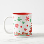 prettige feestdagen X Mas Tree-Mok Tweekleurige Koffiemok (Links)