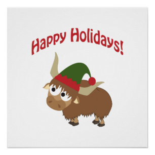 prettige feestdagen! Yak Kerstmis Elf Perfect Poster