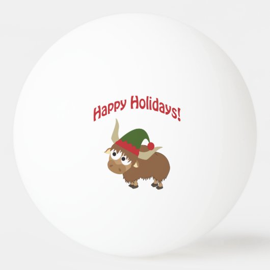 prettige feestdagen! Yak Kerstmis Elf Pingpongbal (Voorkant)