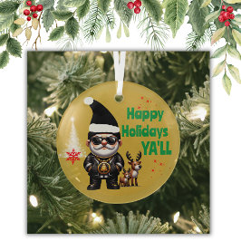 Prettige feestdagen Ya'll Gangsta Kerstmis op Goud Glas Ornament