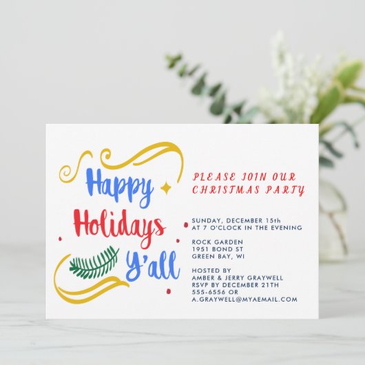 prettige feestdagen Y'all, grappig kerstontwerp, P Kaart (Staand voorkant)