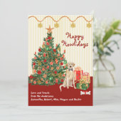 prettige feestdagen Yellow Labrador Retriever Tree (Staand voorkant)