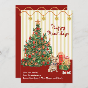 prettige feestdagen Yorkshire Terrier-kerstkaart