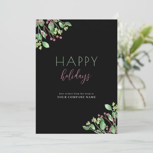 Prettige feestdagen Zakelijk bedrijf Zwart Niet-fo Feestdagenkaart (Staand voorkant)