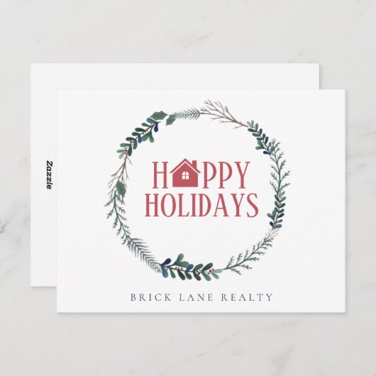 prettige feestdagen zakelijk onroerend goed feestdagenkaart (Voorkant / Achterkant)