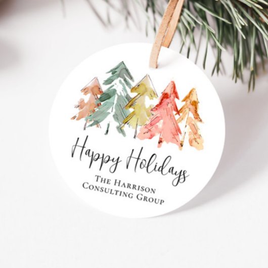 Prettige feestdagen Zakelijk - Waterverf Corporate Bedankjes Labels