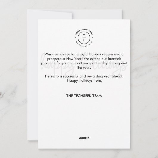 Prettige feestdagen Zakelijke foto Zakelijke kerst Feestdagenkaart (Achterkant)