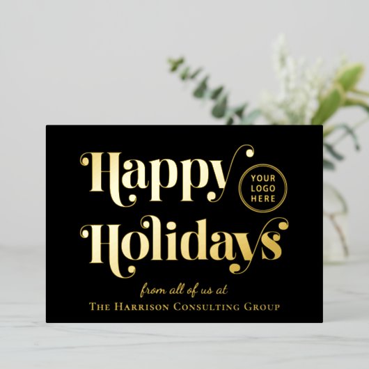 Prettige feestdagen Zakelijke Logo Black Christmas (Staand Voorkant)