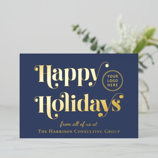 Prettige feestdagen Zakelijke Logo Blue Christmas (Staand Voorkant)