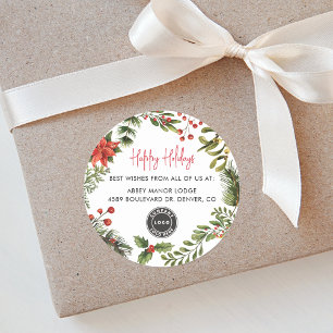 Prettige feestdagen Zakelijke Logo Kerst Ronde Sticker