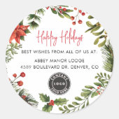 Prettige feestdagen Zakelijke Logo Kerst Ronde Sticker (Voorkant)