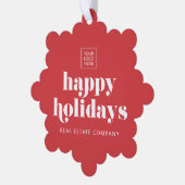 Prettige feestdagen Zakelijke Logo Modern Eenvoudi Ornament Kaart (Links)